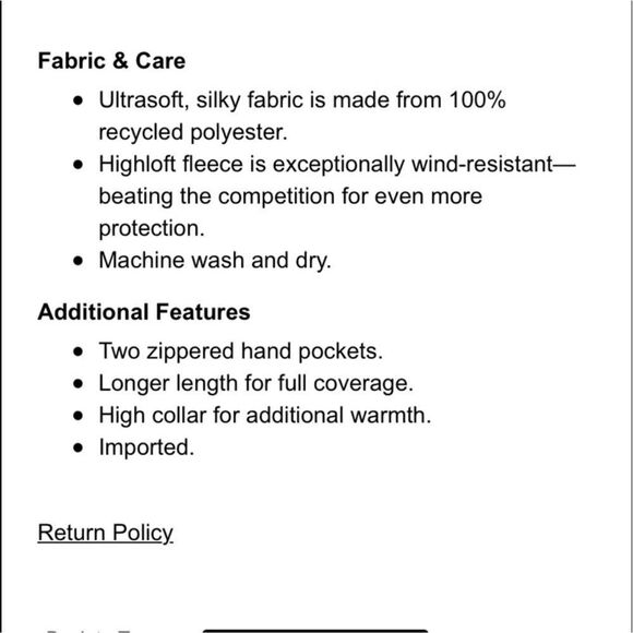 L.L. Bean Luxe Fleece Long Vest in Black NEW Size XS - Picture 8 of 9